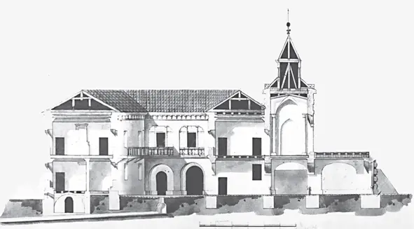 Разрез крепостного замка Бип по Надвратной башне Чертеж 1790х годов - фото 161