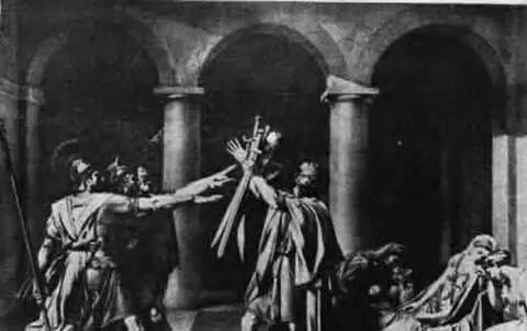 Клятва Горациев Масло 1784 Ликторы приносят Бруту тела его казненных - фото 21
