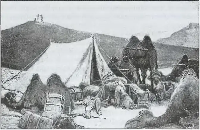 Лагерь мертвых в ТаклаМакане Гравюра с рисунка С Гедина 1894 г От - фото 88