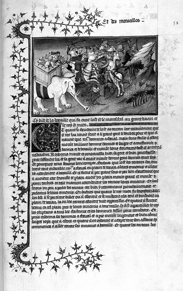 Страница книги Марко Поло написанной в 1298 году на французском языке Одним - фото 20