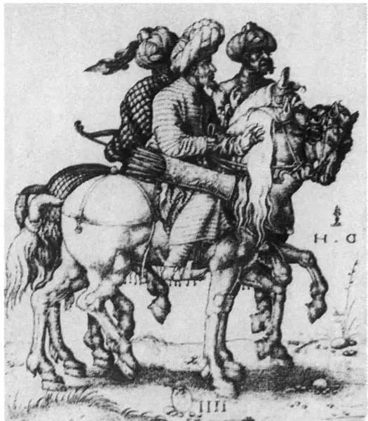 Турецкие всадники Немецкая гравюра XVI в Битва Турецкий рисунок XVI в - фото 28