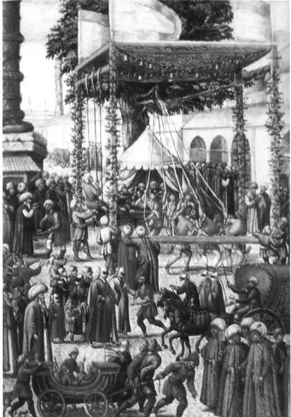 Площадь с цирковым представлением Турецкий рисунок XVI в Святая София - фото 62