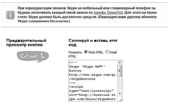 Рис 21 Получение кода кнопки Skype 8 Сбор визиток во время мероприятий или - фото 43