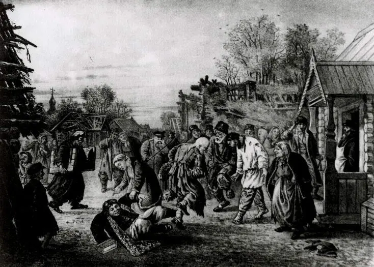 28 Деревня стареет кабак новеет Литография А А Иконникова 1873 - фото 28