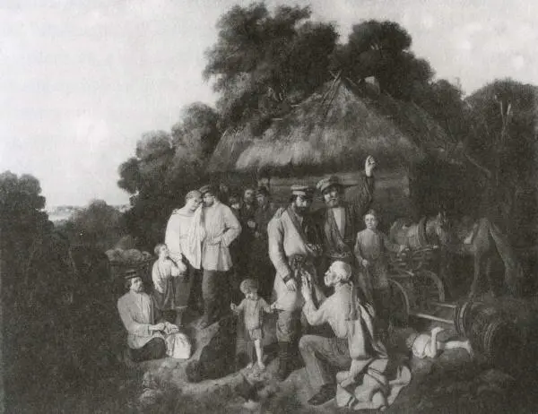 9 Н Г Шилъдер Прощание ополченцев 1855 Рота солдат вошла в деревню Среди - фото 9