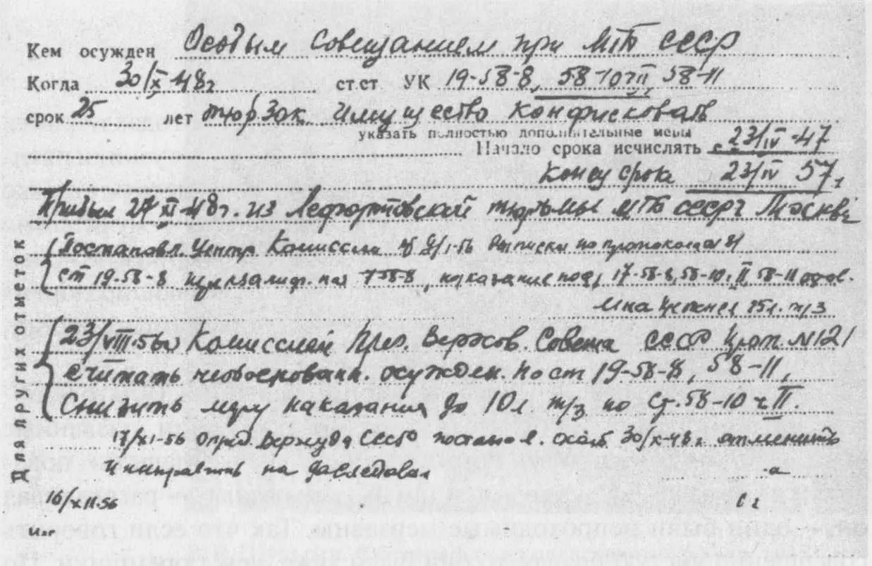 Личная карточка Д Л Андреева из тюремной картотеки Прошлое так же - фото 78