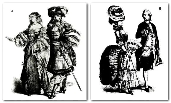 Рис 19 а французская одежда XVII в б французская одежда XVIII в Несколько - фото 21