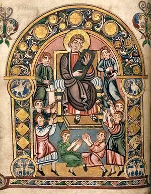 Святой царь и пророк Давид Книжная миниатюра Британская библиотека Смирях - фото 1