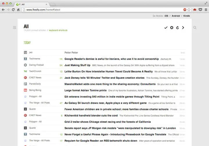 Feedly Переключить схему отображения можно с помощью иконки в виде шестерёнки - фото 83
