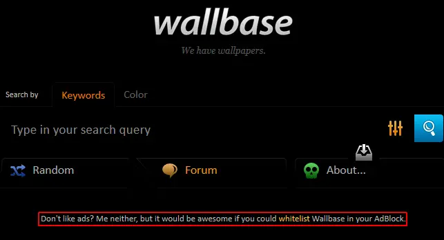 Wallbase просит отключить AdBlock и дать возможность заработать на рекламе - фото 29