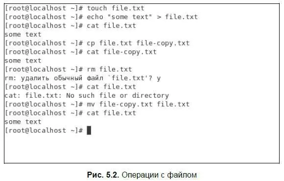 Листинг 51 Операции с файлом touch filetxt echo some text filetxt cat - фото 55
