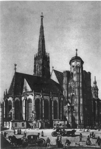 Вид собора и площади Святого Стефана в Вене Гравюра 1792 г Архиепископ - фото 7