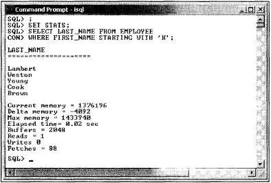 Рис 376 Пример SET STATS SET STATISTICS SET STATISTICS является командой - фото 59