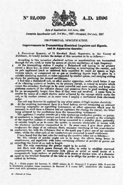 Патент на изобретение беспроволочного телеграфа выданный Г Маркони в 1897 - фото 14