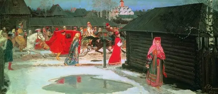 Свадебный поезд в Москве XVII столетие Художник А Рябушкин 1901 Памятник - фото 13