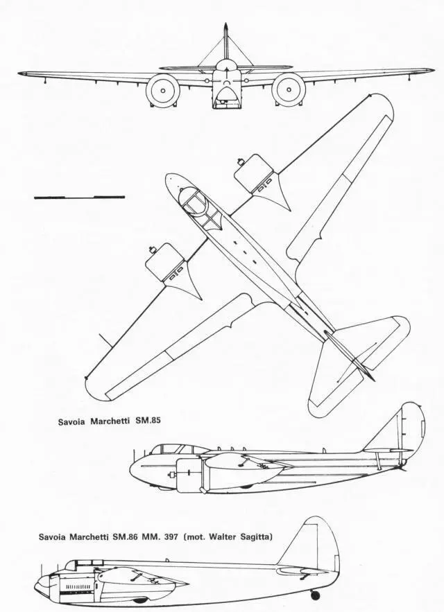 SIAI S85 S86 Италия Размах крыла м 1468 Длина м 1052 Двигатель 2 - фото 16