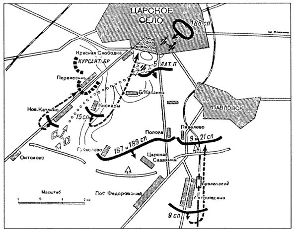 Схема боев у Царского села Октябрь 1919 г Вскоре после начала наступления - фото 41