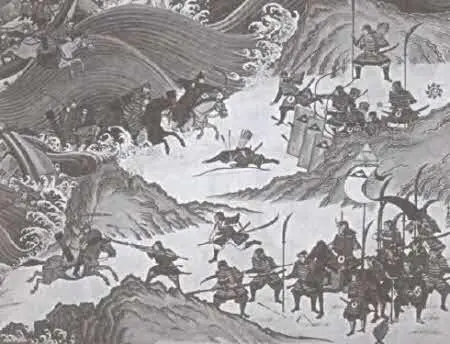 Монголокитайскокорейское вторжение в Японию Старинная японская гравюра - фото 6