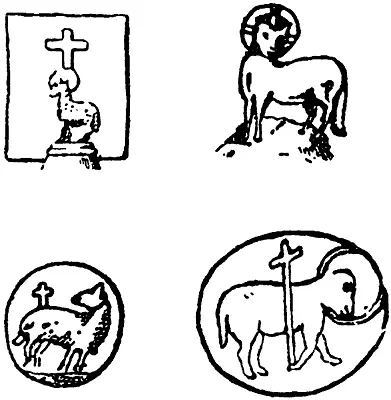 Рис 12 Старинные изображения Христа в виде ОвнаАгнца с крестом Из книги - фото 12