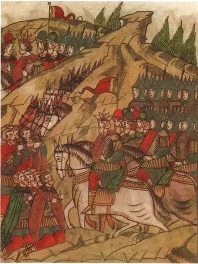 Тохтамыш Миниатюра из русской летописи XVI в Осенью 1398 года Витовт - фото 61