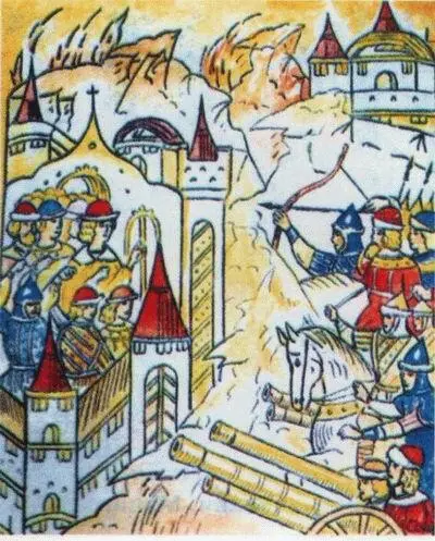 Осада Смоленска Витовтом в 1404 году Миниатюра XVI века Двадцать третьего - фото 78