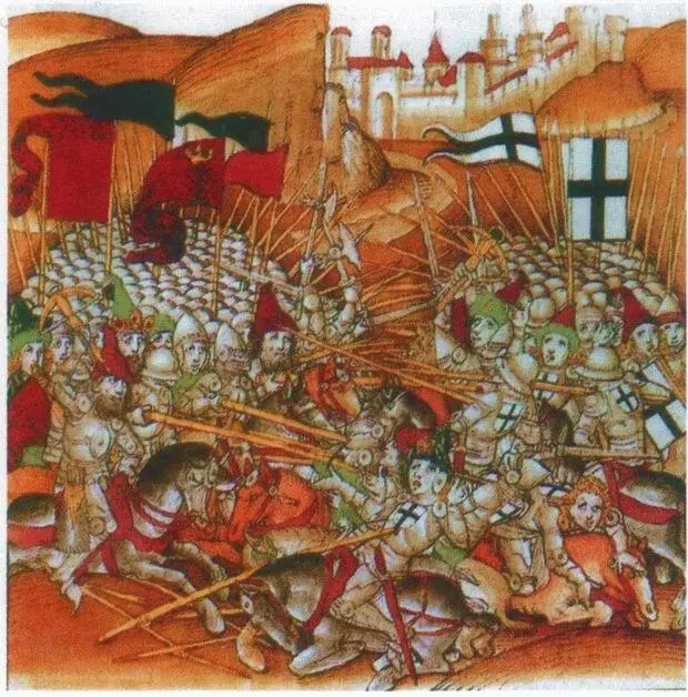 Грюнвальдская битва Миниатюра из хроники Д Шиллинга XV в На миниатюре - фото 92