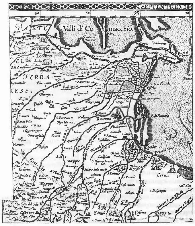 Рис 28 Равенна и прилегающие к ней территории карта XVI века Вдоль - фото 33