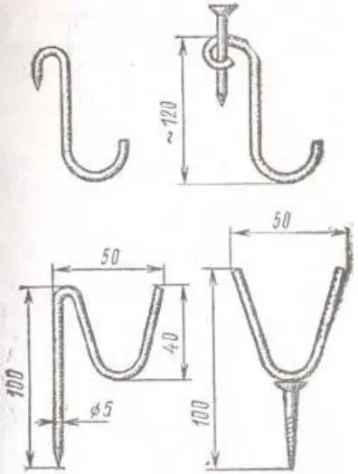 Рис 12 Проволочные крючья для крепления перекладины над костром Рис 13 - фото 59