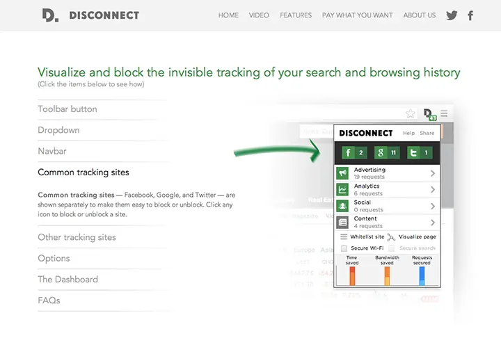 Disconnect блокирует активность социальных сетей и их кукифайлы без - фото 96