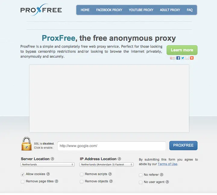На сайте ProxFree вы можете выбрать страну расположения сервера и IPадреса - фото 163