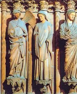 Скульптурные группы Благовещение слева и Мария и Елизавета справа с южного - фото 68