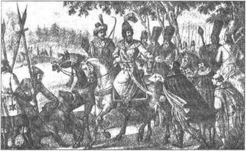 Василий III на охоте Рядом с ним казанский царь ШигАлей и Сигизмунд - фото 137