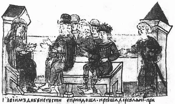 Древлянские послы у Ольги древнерусская миниатюра Первая месть Ольги - фото 21