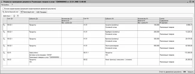 Рис 921Бухгалтерские проводки сформированные по документу на реализацию - фото 231