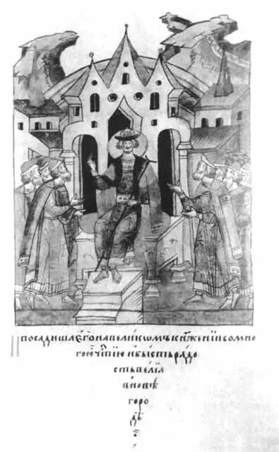 Князь Александр Невский на новгородском престоле Миниатюра Лицевого - фото 29