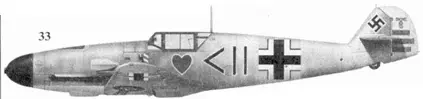 33 Bf 109G2 черные шеврон и круг командира IJG54 гауптмана Ганса - фото 116
