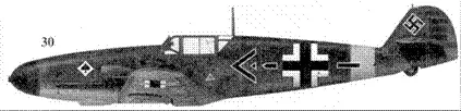 30 Bf 109Г2 черные шеврон и стрела командира JG53 майора Гюнтера Фрейхера - фото 90