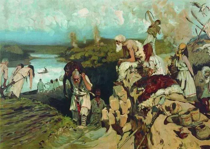 Сцена из жизни восточных славян Художник СВ Иванов Заморские гости - фото 2