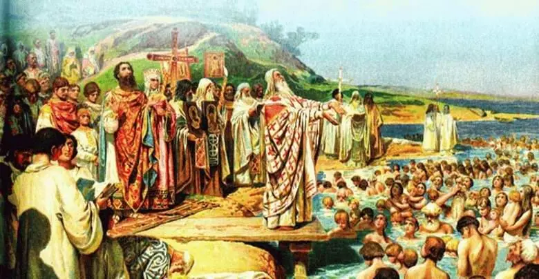 Крещение киевлян Художник КВ Лебедев Поход Игоря Художник НК Рерих - фото 8