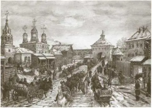 У Мясницких ворот Белого города в XVII веке Художник А М Васнецов Алексей - фото 7