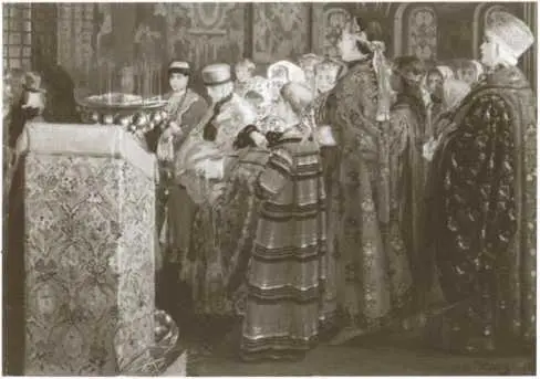 Русские женщины XVII столетия в церкви Художник А П Рябушкин Царь Алексей - фото 16
