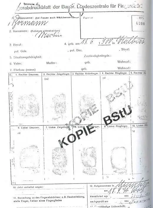 Отпечатки пальцев Мартина Бормана 1931 год копия из архивов Штази - фото 43