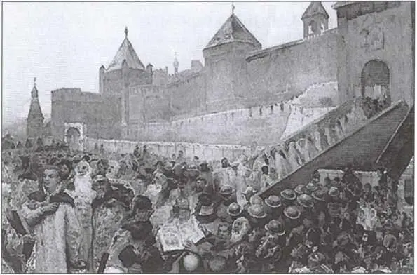 Въезд Лжедмитрия в Москву 20 июня 1605 года Художник К В Лебедев Знамя - фото 4