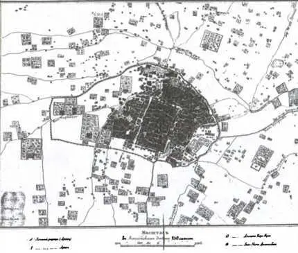 План Хивы 1873 года План части крепостной стены Хивы в районе Шах Абадских - фото 27