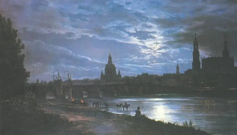 Ю К К Даль Вид Дрездена при свете луны 1839 Картинная галерея Дрезден - фото 62