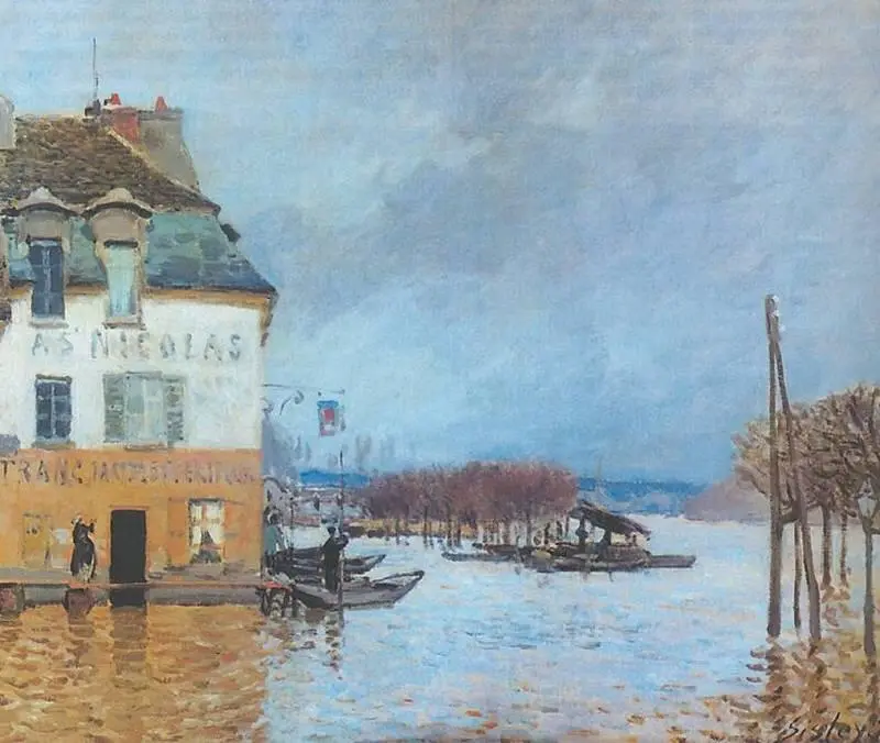 А Сислей Наводнение в ПорМарли 1876 Музей Орсэ Париж Художник любил - фото 95