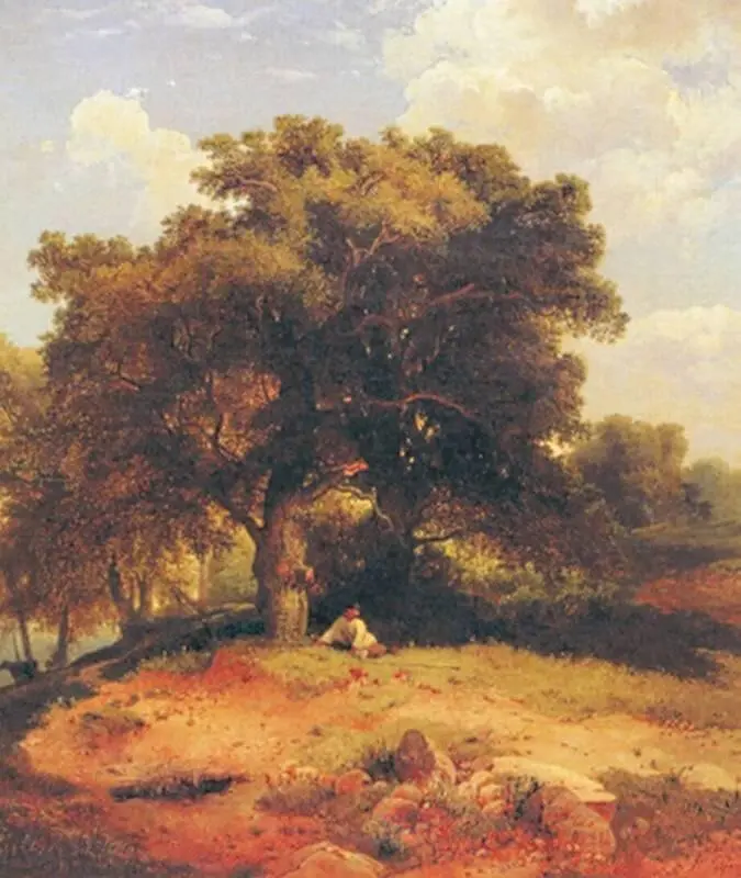 А К Саврасов Пейзаж с дубами и пастушком 1860 Третьяковская галерея - фото 163