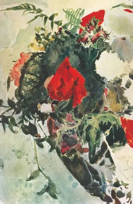 М А Врубель Красные цветы и листья бегонии в корзине 18861887 Музей - фото 175