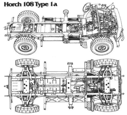 Схематические рисунки шасси Horch 108 Тур 1а Horch 108 Тур 40 шасси после - фото 38