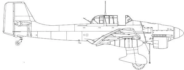 Ju 87 Rtrop трапеция для подвески бомбы выдвинута Ju 87 В2 Сечения - фото 45